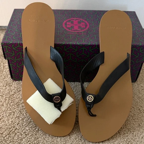Tory Burch Black and Brown Sandals - Picture 1 of 6